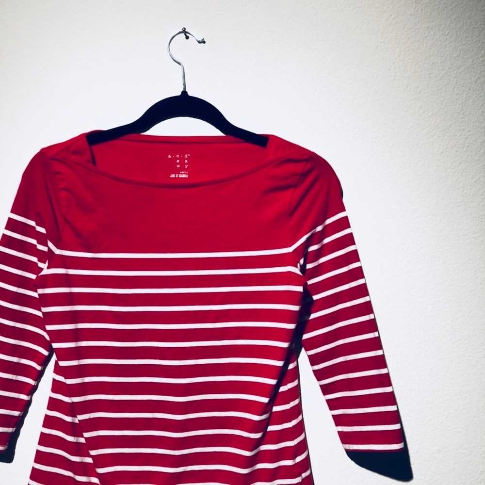 Red Nautical Cotton Shirt w/ Shoulder Detail